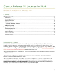 Census Release VI: Journey to Work