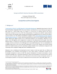 Europe and North America Education 2030 Consultation Concept Note and Provisional Agenda 1. Background