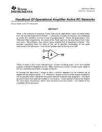"Handbook of Operational Amplifier Active RC Networks"