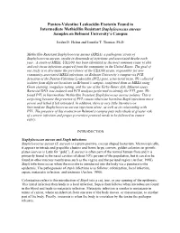 Panton-Valentine Leukocidin Exotoxin Found in Intermediate Methicillin Resistant Staphylococcus Aureus Samples on Belmont University’S Campus
