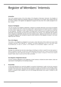 Register of Members' Interests