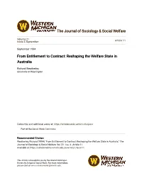 Reshaping the Welfare State in Australia