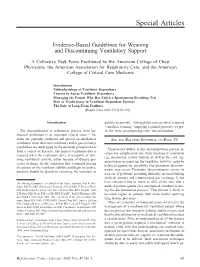 Weaning and Discontinuing Ventilatory Support (2002)