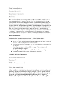 Fans and Fandom Semester: ​Spring 2019 Department: ​Media Studies