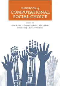 HANDBOOK of COMPUTATIONAL SOCIAL CHOICE