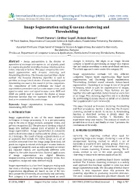 Image Segmentation Using K-Means Clustering and Thresholding