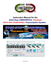 Instruction Manual for the Start-Stop OMNIVERSAL Premium All-In-One