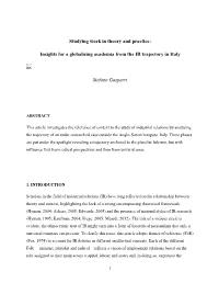 Studying Work in Theory and Practice