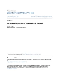Arminianism and Adventism: Assurance of Salvation