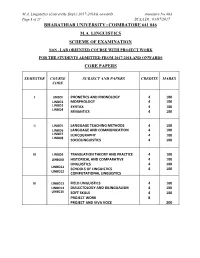 Coimbatore 641 046 Ma Linguistics Scheme Of