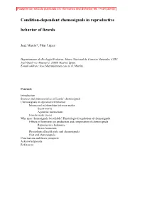 Condition-Dependent Chemosignals in Reproductive Behavior of Lizards