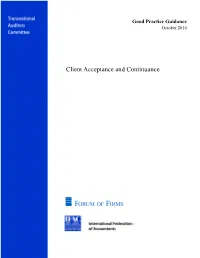 Good Practice Guidance "Client Acceptance and Continuance"