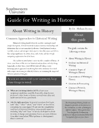 Guide for Writing in History