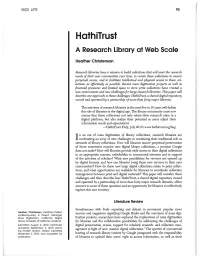 Hothitrust a Research Library at Web Scale