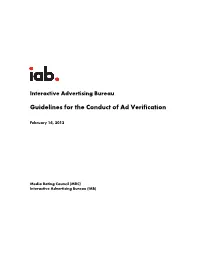 IAB Guidelines for the Conduct of Ad Verification