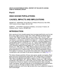Part II HIGH GOOSE POPULATIONS: CAUSES, IMPACTS and IMPLICATIONS