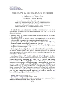 Regenerative Random Permutations of Integers