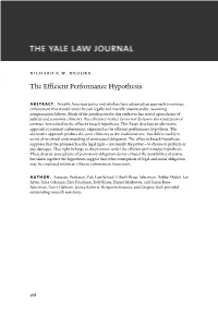 The Efficient Performance Hypothesis Abstract