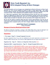 2014 Adopted Policy & Rule Changes