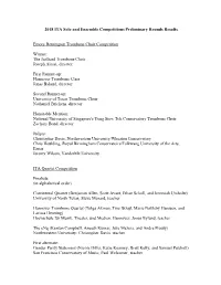 2018 ITA Solo and Ensemble Competitions Preliminary Rounds Results