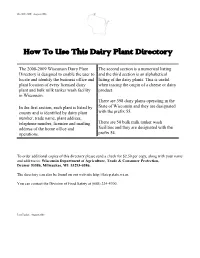 How to Use This Dairy Plant Directory