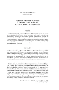 Notes on the Noun Patterns in the Yemenite Tradition 51