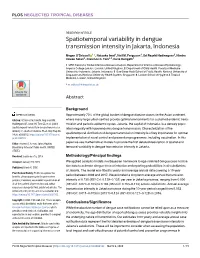 Spatiotemporal Variability in Dengue Transmission Intensity in Jakarta, Indonesia