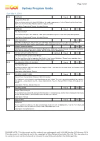 Sydney Program Guide