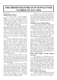 The Birmingham Branch Newsletter Number 251 May