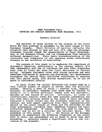 When Diplomats Fail: Aostrian and Rossian Reporting from Belgrade, 1914