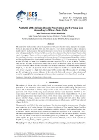Analysis of the Silicon Dioxide Passivation and Forming Gas
