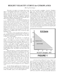 HEIGHT VELOCITY CURVE for GYROPLANES - by Greg Gremminger