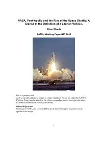 NASA, Post-Apollo and the Rise of the Space Shuttle: a Glance at the Definition of a Launch Vehicle