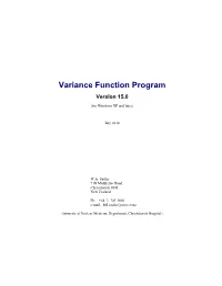 Variance Function Program