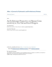 An Evolutionary Perspective on Human Cross-Sensitivity to Tree Nut and Seed Allergens," Aliso: a Journal of Systematic and Evolutionary Botany: Vol