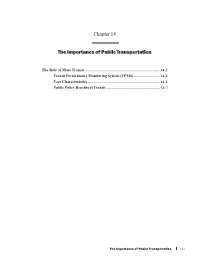 Chapter 14 the Importance of Public Transportation