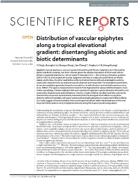 Distribution of Vascular Epiphytes Along a Tropical Elevational Gradient: Disentangling Abiotic and Biotic Determinants