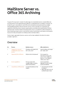 Mailstore Server Vs. Office 365 Archiving