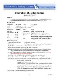 Orientation Sheet for Horizon Updated: 2017-Apr-21