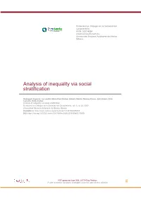 Analysis of Inequality Via Social Stratification