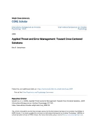Applied Threat and Error Management: Toward Crew-Centered Solutions