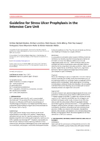 Guideline for Stress Ulcer Prophylaxis in the Intensive Care Unit