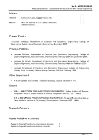 Mr. S. MUTHUKUMAR Associate Professor, Department of Electrical and Electronics Engineering
