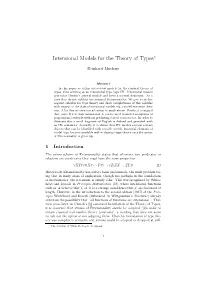 Intensional Models for the Theory of Types∗