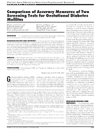 Comparison of Accuracy Measures of Two Screening Tests for Gestational Diabetes Mellitus