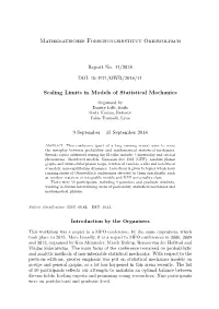 Mathematisches Forschungsinstitut Oberwolfach Scaling Limits in Models of Statistical Mechanics