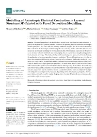 Modelling of Anisotropic Electrical Conduction in Layered Structures 3D-Printed with Fused Deposition Modelling