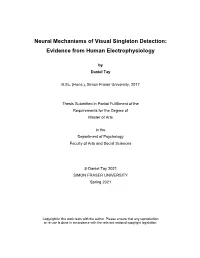 Neural Mechanisms of Visual Singleton Detection: Evidence from Human Electrophysiology