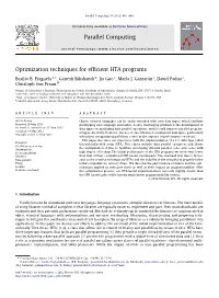 Optimization Techniques for Efficient HTA Programs