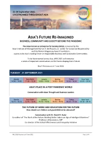 AFES 2021 Program As of 7 June 2021 Page 1 of 4